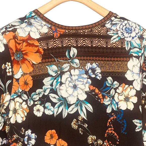 JOHNNY WAS Golden Spring Favorite Long Slv V-neck Swing Tee Bamboo Top - Picture 10 of 11